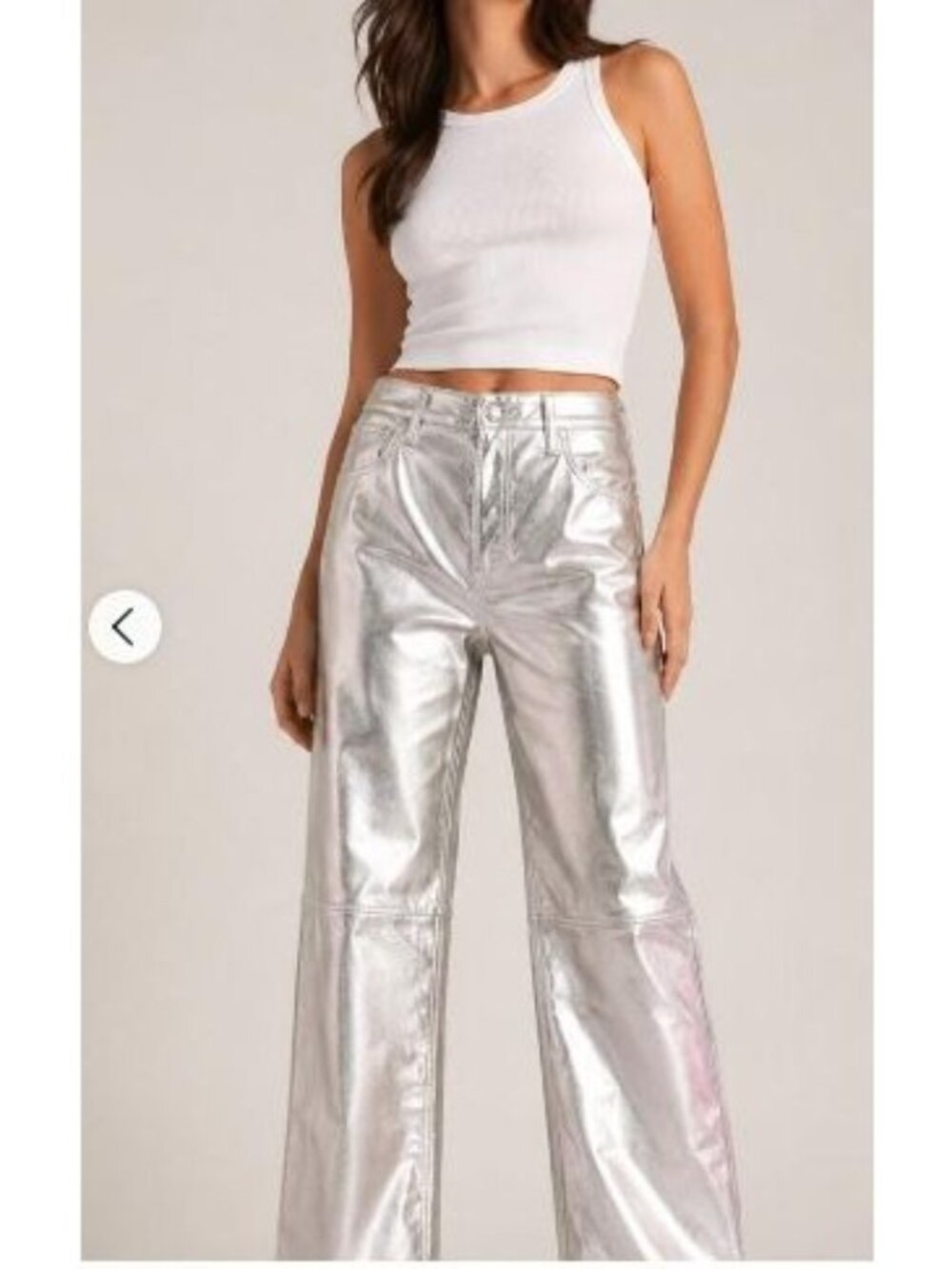 Gap Cheeky Straight High Rise Pants Silver Metallic Women 28/6r Retail $98